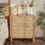 Natural Wood 3-Drawer Farmhouse Dresser with Handicraft Motif