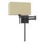 Dark Bronze Swing Arm Wall Lamp with Beige Shade