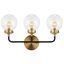 Caleb 3-Light 22" Antique Black & Brass Vanity Wall Sconce