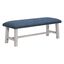 Navy Blue Polyester Upholstered Bench with Wood Frame and Bronze Nailhead Trim