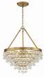 Elysian Gold 6-Light Crystal Chandelier with Clear Teardrop Ornaments