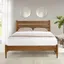 Castanho Brown Mid-Century Modern Queen Platform Bed with Slatted Headboard