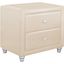 Hindes Beige Faux Leather 2-Drawer Nightstand with Brushed Nickel Pulls