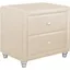 Hindes Beige Faux Leather 2-Drawer Nightstand with Brushed Nickel Pulls