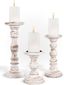 Handmade White Distressed Wood Pillar Candle Holders Set