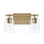 Aged Brass 2-Light Vanity Fixture with Clear Seeded Glass