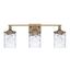 Colton Transitional 3-Light Vanity with Aged Brass Finish and Clear Water Glass