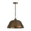 Oxidized Brass Industrial Dome Pendant Light with Distressed Texture