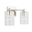 Polished Nickel 2-Light Vanity with Embossed Seeded Glass