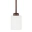 Bronze Mini Pendant with Soft White Glass Shade