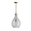 Rabun Patinaed Brass Teardrop Pendant with Clear Stone Seeded Glass