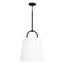 Brody Matte Black 1-Light Pendant with White Fabric Shade