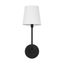 Elegant Matte Black Wall Sconce with White Fabric Shade