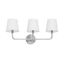 Elegant Brushed Nickel 3-Light Vanity with White Fabric Shades