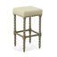 Weathered Gray and Linen 30" Bar Stool with Turned Legs
