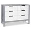 Gray and White Double 6-Drawer Modern Dresser