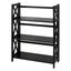Modern Black Solid Wood 3-Shelf Stackable Bookcase with Doors