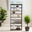 Contemporary Black Solid Wood 5-Shelf Bookcase with Doors
