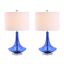 Cecile Cobalt Blue Glass Teardrop Table Lamp Set with Linen Shade