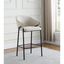 Beige Fabric and Black Metal Bar Height Stools with Sloped Arms