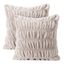 Taupe Ruched Faux Fur 18x18 Euro Pillow Covers, Set of 2