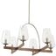 Birnamwood Koa Wood & Pewter 6-Light Chandelier with Clear Glass Shades