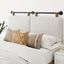 Queen Size White Boucle Upholstered Headboard with Leather Straps