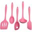 Pink 5-Piece Silicone Kitchen Utensil Set with Stainless Steel Core