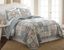 Queen Blue Cotton Reversible Floral Patchwork Quilt Set