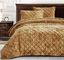 Caramel Gold Velvet Queen Quilt Set with Diamond Stitching