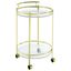 Luxe Modern 31" Gold Metal and Glass Round Bar Cart with Lockable Casters