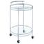 Modern Glam Silver Chrome Round Bar Cart with Tempered Glass Shelves