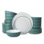 Green Ceramic 24-Piece Dinnerware Set with Border Embellishment