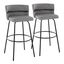 Cinch 30" Gray Fabric and Black Metal Swivel Barstool Set