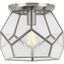 Cinq Brushed Nickel and Glass Geometric Flush Mount Light