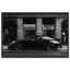 Black and White City Car Canvas Wall Art with Black Frame, 16" x 11"