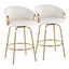 Claire 26'' White Velvet and Gold Metal Swivel Counter Stool Set