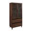 68" Dark Walnut Glass Door China Cabinet with Adjustable Shelves