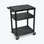 Black Molded Plastic 3-Shelf AV Cart with Wheels