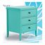 Turquoise Solid Wood 3-Drawer Nightstand with Bronze Knobs