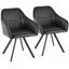 Modern Splayed-Leg High Chair in Black Faux Leather