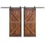 Dark Walnut Pine Wood Double Sliding Barn Door with Hardware Kit, 76" x 84"