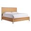 Coastal Brown Rattan Queen Panel Bed with Upholstered Headboard