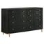 Black Mid-Century Modern 8-Drawer Dresser with Gold Accents