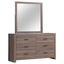 Barrel Oak 6-Drawer Dresser with Mirror and Deep Storage