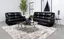 Black Faux Leather Tufted Reclining Sofa Set with Pillow-top Arms