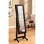Transitional Full-Length Black Wood Freestanding Jewelry Armoire Mirror