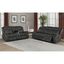 Gray Tufted Faux Leather Reclining Sofa and Loveseat Set with Cup Holder