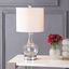 Colette 20" Clear Glass Mini Table Lamp with White Linen Shade