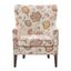 Floral Cream Wingback Accent Chair with Wood Legs